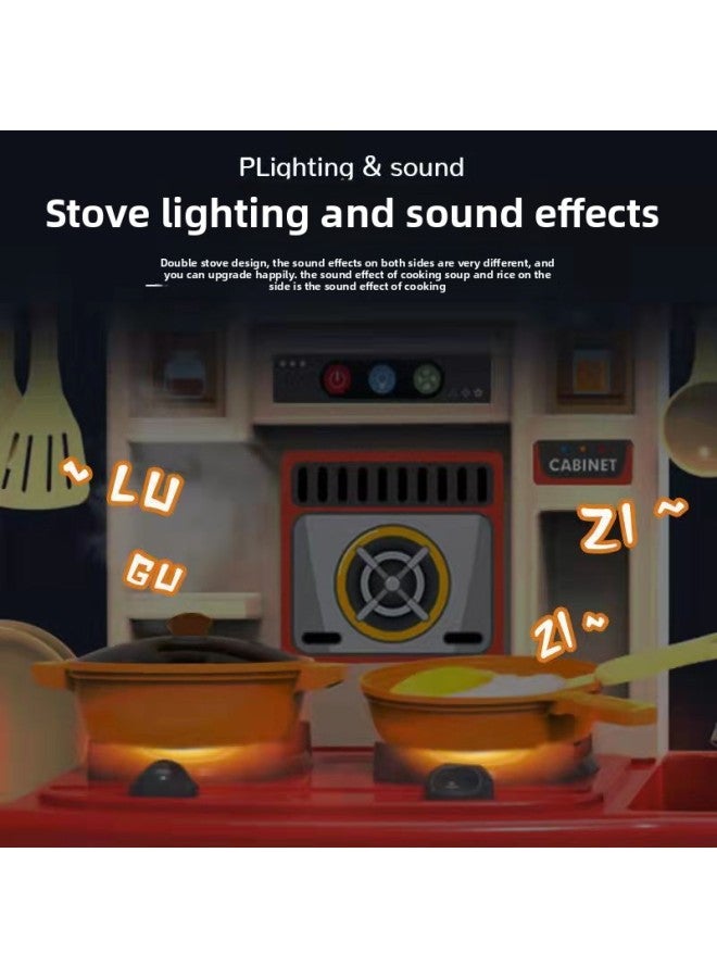 Large Kidsren's Play House Kitchen Toy Set Kitchen Tableware Boys And Girls Cooking Table-Color:51cm 31-piece Set With Sound And Light Water 【carton Packaging】 Blue - Image 5