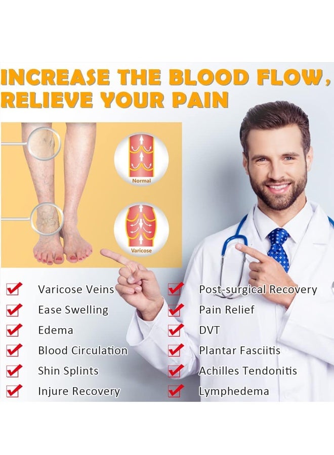 زوجان من جوارب الضغط بسحاب، جوارب ضغط مفتوحة الأصابع للرجال والنساء، مقاس 15-20 مم زئبق (مقاس كبير/كبير جدًا) - Image 5