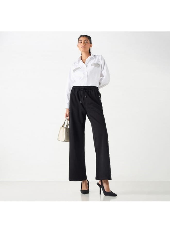 2Xtremz - 2Xtremz Embellished Mid-Rise Trousers with Drawstring Closure and Pockets - Image 1