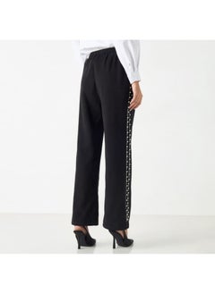 2Xtremz 2Xtremz Embellished Mid-Rise Trousers with Drawstring Closure and Pockets  - Image 3