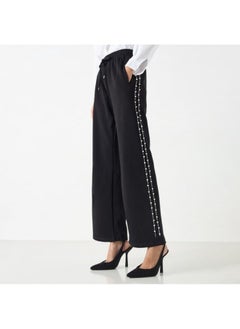 2Xtremz 2Xtremz Embellished Mid-Rise Trousers with Drawstring Closure and Pockets  - Image 1