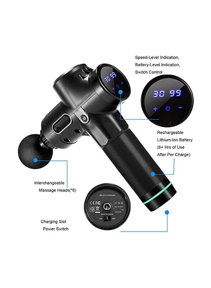 فيزولاين مسدس تدليك العضلات فيزيولين للأنسجة العميقة 30 مستوى سرعة مع 6 رؤوس تدليك يدوية كهربائية لتخفيف الألم، جهاز تدليك قوي وهادئ للجسم والرقبة والقدمين والكتفين - Image 2
