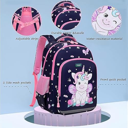 Frantic Polyester Waterproof 26 L Backpack School Bag Daypack Picnic Bag For School Going Boys & Girls(RR_Blue_Unicorn_Fly) - Image 3