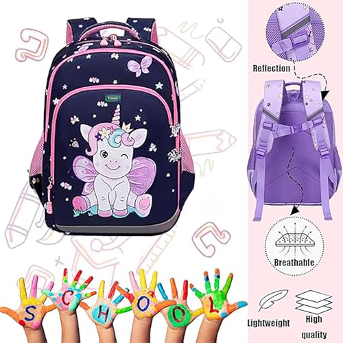 Frantic Polyester Waterproof 26 L Backpack School Bag Daypack Picnic Bag For School Going Boys & Girls(RR_Blue_Unicorn_Fly) - Image 4