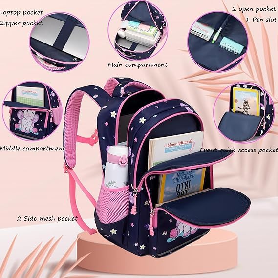 Frantic Polyester Waterproof 26 L Backpack School Bag Daypack Picnic Bag For School Going Boys & Girls(RR_Blue_Unicorn_Fly) - Image 5