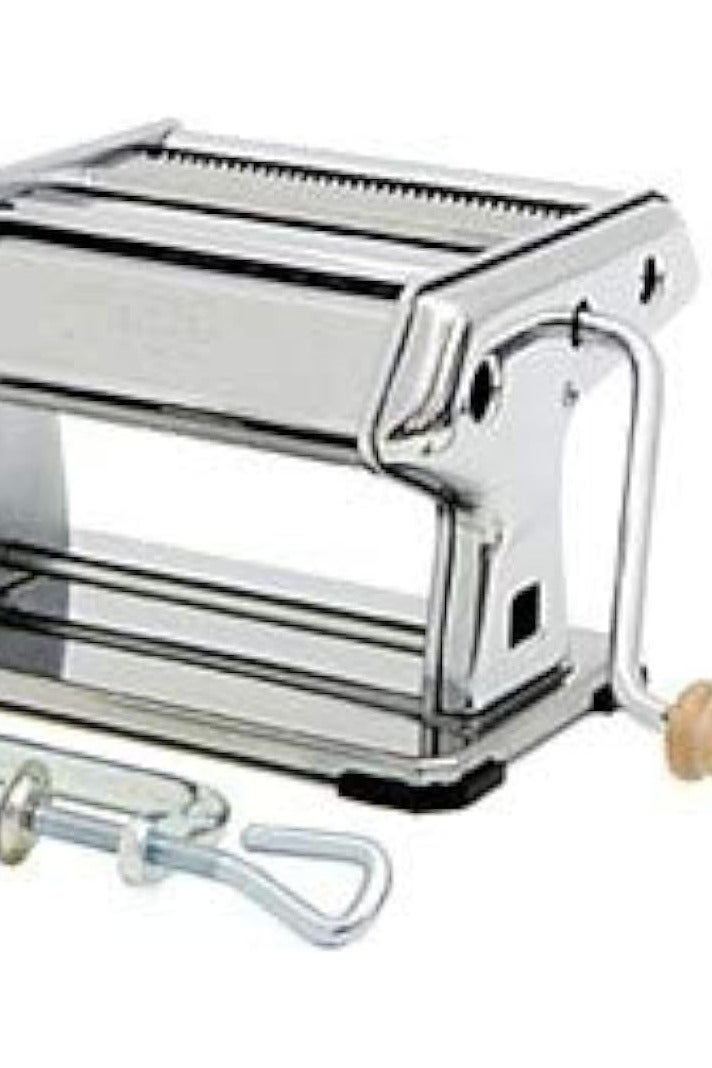 آلة صنع المعكرونة المصنوعة من الفولاذ المطلي بالنيكل بجودة احترافية - آلة لف وتقطيع سلسة لتحضير معكرونة إيطالية طازجة في المنزل