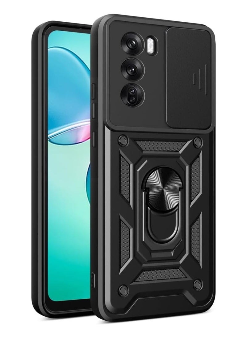 Shield Full Protection Case With Metal Ring &Slide Camera Cover For Oppo Reno 12 case  - Image 1