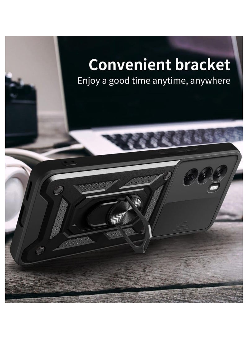 Shield Full Protection Case With Metal Ring &Slide Camera Cover For Oppo Reno 12 case  - Image 3