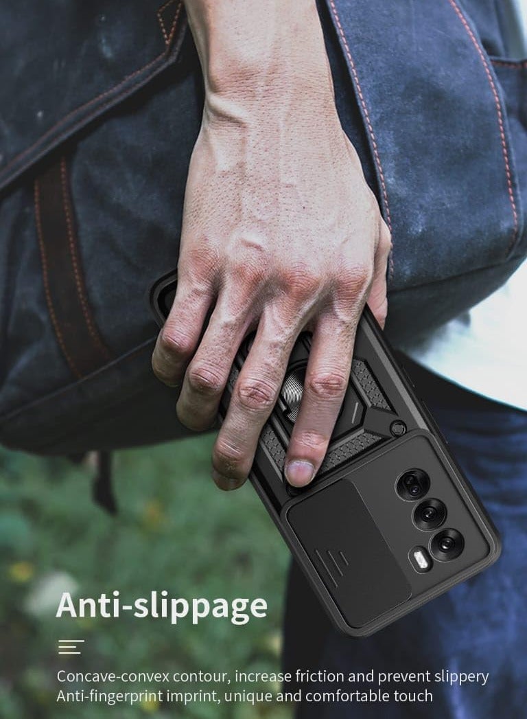 Shield Full Protection Case With Metal Ring &Slide Camera Cover For Oppo Reno 12 case  - Image 4