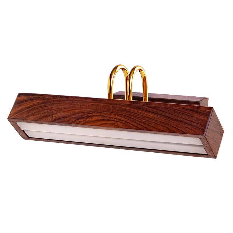Green House 100% Handmade Sheesham Wood Picture Light/9W+9W Two Inbuilt LED/Warm White/1 Feet Wide/Gold Plated Bands/Brass Moving Set/RivetsHome/Office Decor - Rosewood - Image 5