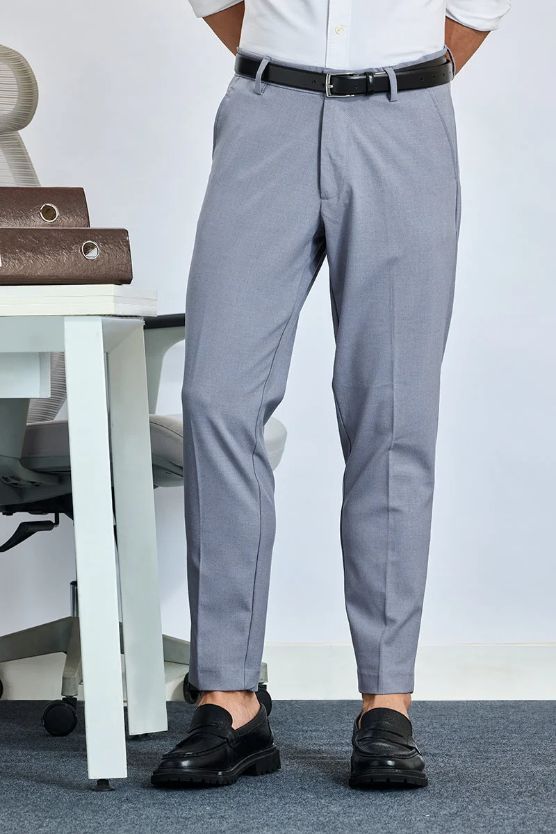 سنيتش Blue Textured Slim Fit Formal Trousers