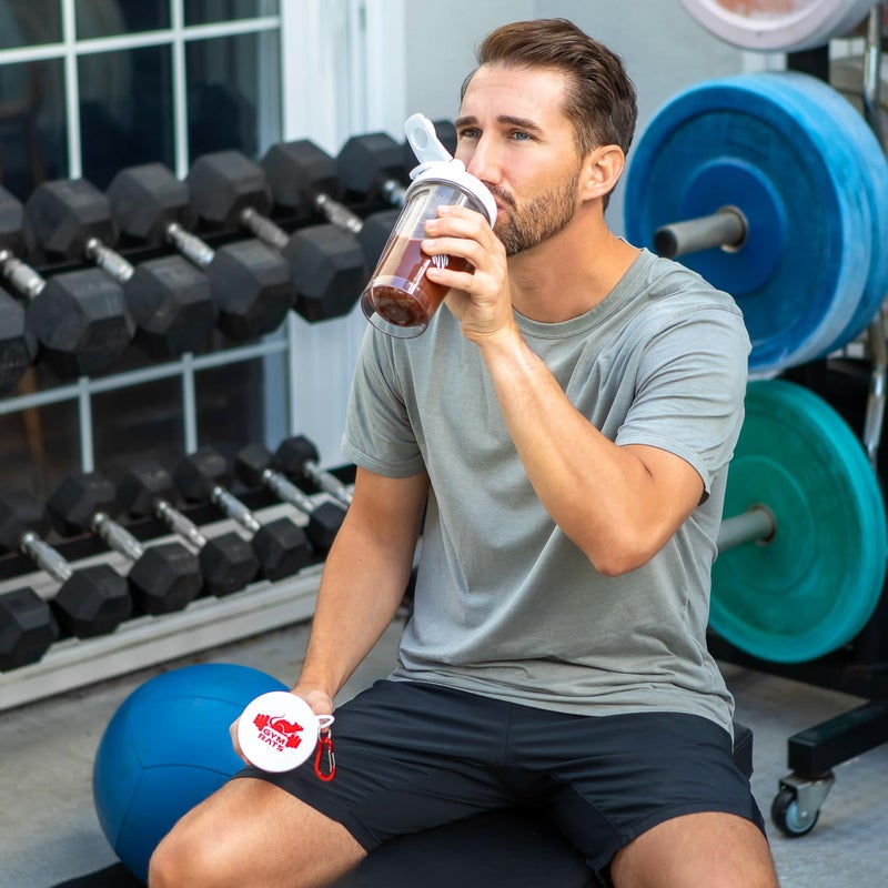 GYM RATS مجموعة قمع مسحوق البروتين - حاوية مسحوق البروتين للسفر مع مشبك وكؤوس معززة لمنع التسرب - قمع مكمل مسحوق البروتين وما قبل التمرين للزجاجات والهزازات - 4 عبوات - Image 5