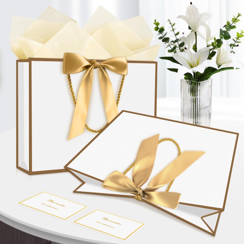 JMANNI Gift Bag, 1PCS Gift Bags with Ribbon and 1 Greeting Cards 2 Tissue Paper, Portable Paper Gift Bag with Handles, Birthday Gift Bags,Present Bags for Wedding Party Mothers Day - Image 2