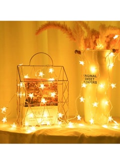 Generic Set of 2pc Decoration Star String Lights Warm White 3M/9.8FT, each string 28 LED, Electricity operated with connecter joint For Ramadan and Home Decoration  - Image 4
