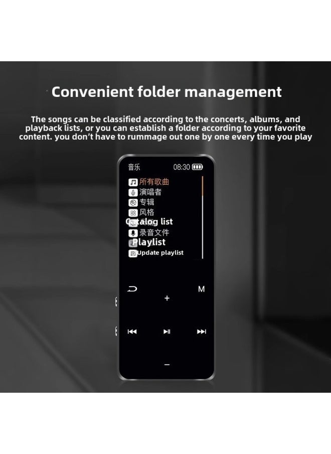 Mp3 للطلاب نسخة Mp5 اللمسية لطلاب المدارس الثانوية قراءة الروايات الاستماع إلى الأغاني Mp4 ووكمان يمكن توصيله بالبلوتوث نسخة الطلاب - لون الجسم: نسخة اللمس الأسود المعدني مجموعة كاملة من الملحقات - لا توجد وظيفة بلوتوث - سعة الذاكرة: 128 جيجابايت [تحميل عدة أغاني مسبقًا] - Image 4