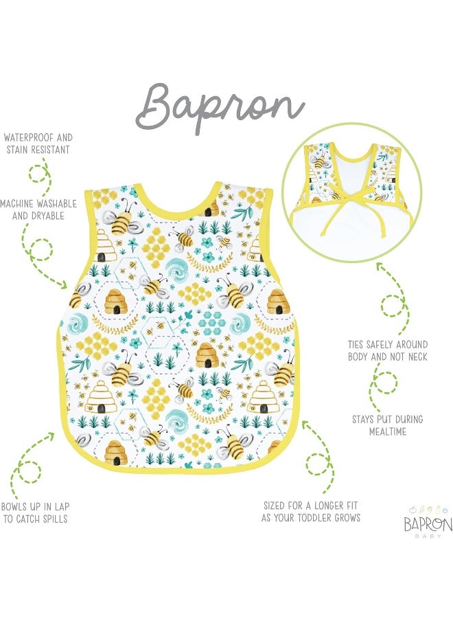 BapronBaby BapronBaby Busy Bees Bapron - Soft Waterproof Stain Resistant Bib - Machine Washable - 6m - 5yr - Baby Toddler Preschool  - Image 2