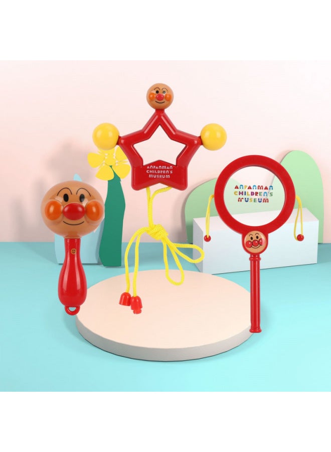 Bread Superman Newborn Baby Hand Rattle Sand Hammer Rattle-Month Grasping Toy For Toddlers-Colour:❤1 Sand Hammer + Rattle + Five-pointed Star Rattle❤ - Image 1