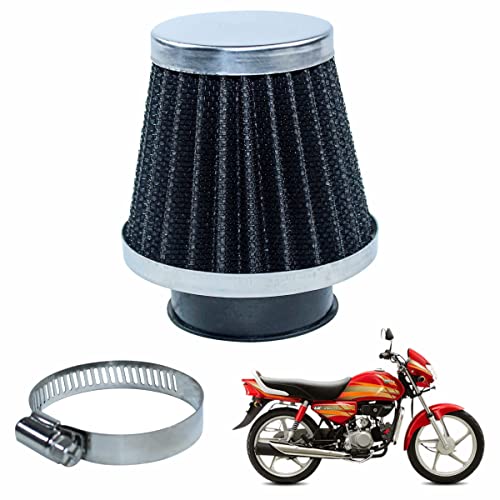 Asryd Motorcycle Air Filter Pods, Motorcycle Air Filter 42mm Round Tapered Clamp-on Pod Intake Filter Cleaner For Hero HF Deluxe (Pack of 1) - Image 1