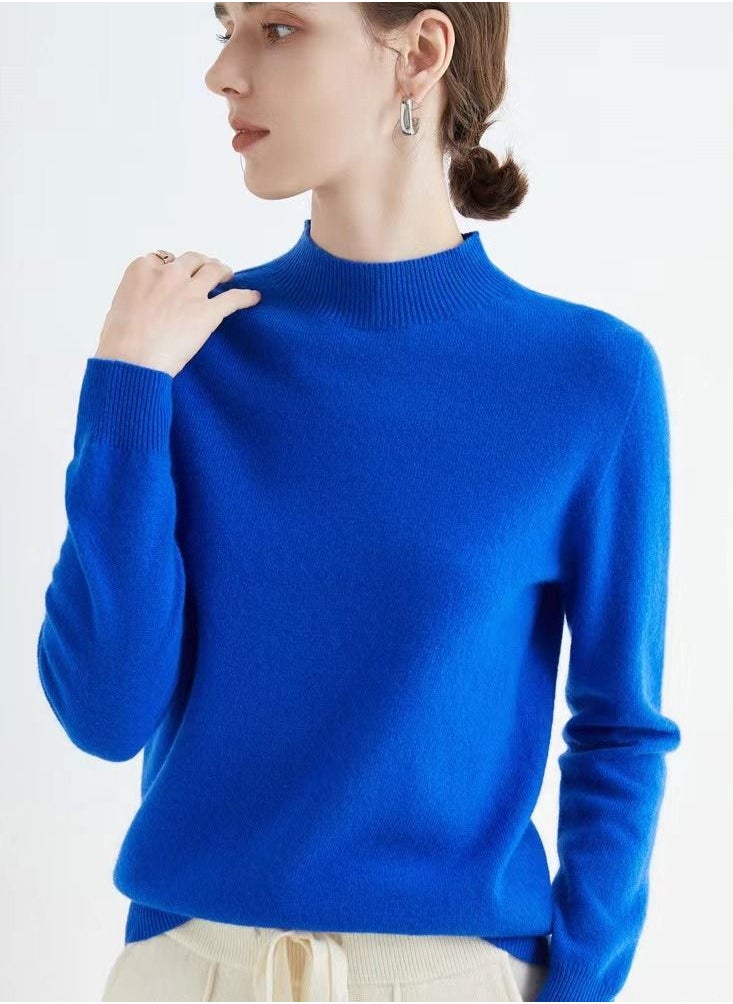 Loquat Autumn Winter Seamless Half Turtleneck Women's Cashmere Sweater 