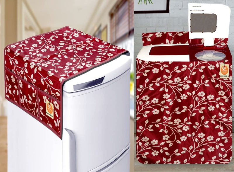 KANUSHI Industries® Top Load Semi Automatic Washing Machine Cover (Suitable For 6 Kg, 6.5 kg, 7 kg, 7.5 kg) + 1 Pc Fridge Covers/Refrigerator Cover(COPY-FRI+WASMAC-SEMI-MAROON-RAJ) - Image 5