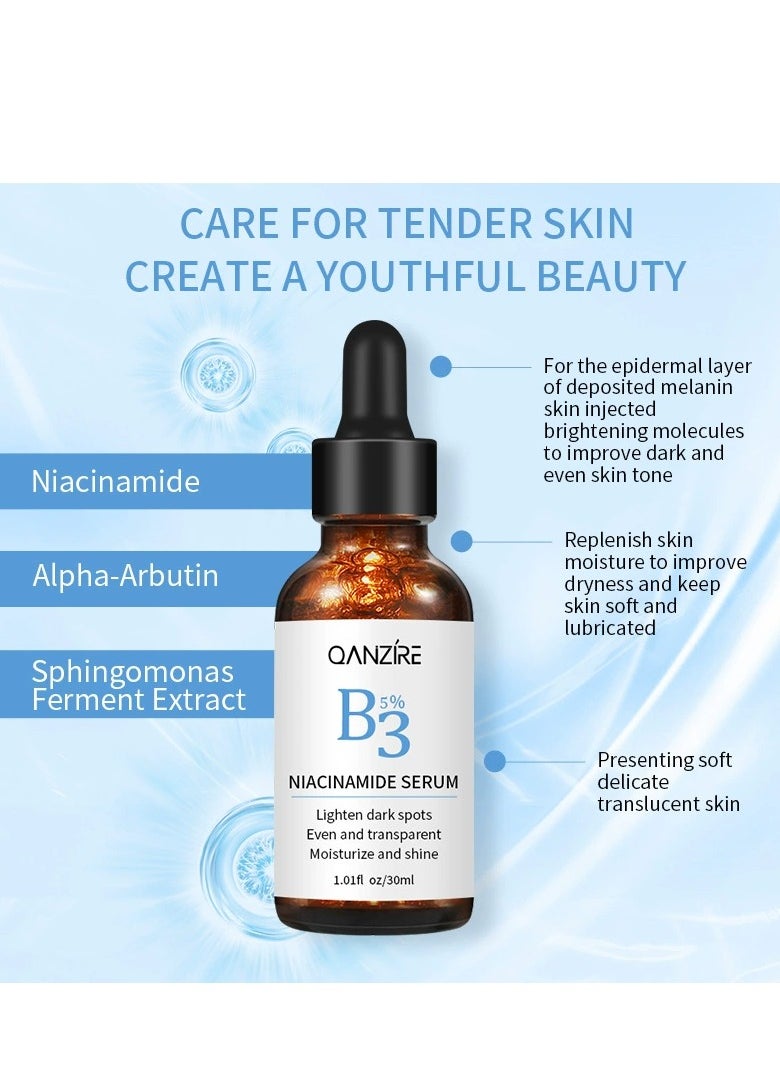 QANZIRE - Vitamin B3 Niacinamide Serum, Niacinamide Face Serum for Women & Men, Skin Brightening Serum Face Care, Anti Aging Serum for Face, Dark Spot Remover Serum, Hydrating Serum, Even Skin Tone 30ml - Image 1