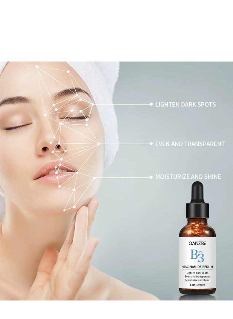 QANZIRE - Vitamin B3 Niacinamide Serum, Niacinamide Face Serum for Women & Men, Skin Brightening Serum Face Care, Anti Aging Serum for Face, Dark Spot Remover Serum, Hydrating Serum, Even Skin Tone 30ml - Image 1