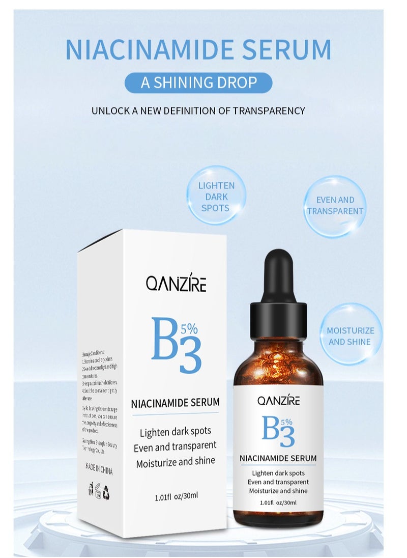 QANZIRE - Vitamin B3 Niacinamide Serum, Niacinamide Face Serum for Women & Men, Skin Brightening Serum Face Care, Anti Aging Serum for Face, Dark Spot Remover Serum, Hydrating Serum, Even Skin Tone 30ml - Image 1