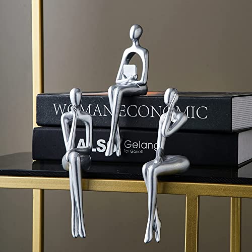 XINXUAN XINXAUN Silver Statue Home Decor - Modern Bookshelf & Desk Decor - 3 Piece Set - Image 5