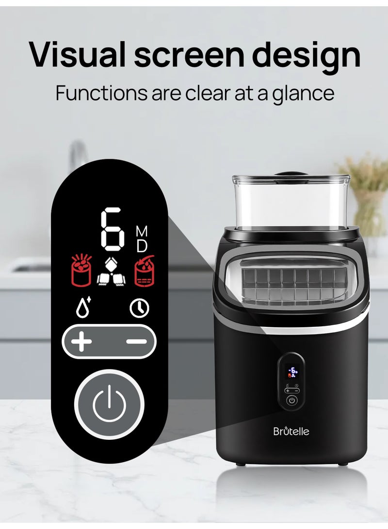 بريتيل ماكينة صنع الثلج المحمولة على سطح الطاولة صنع ثلج سريع لمدة 8 دقائق تنظيف ذاتي مكعبات ثلج قابلة للتعديل 16 مكعب ثلج في المرة الواحدة للمنزل والحفلات والتخييم، لون أسود - Image 4