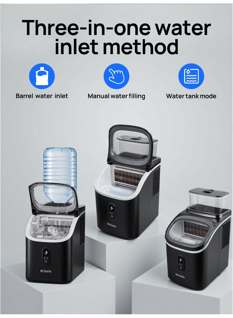 بريتيل ماكينة صنع الثلج المحمولة على سطح الطاولة صنع ثلج سريع لمدة 8 دقائق تنظيف ذاتي مكعبات ثلج قابلة للتعديل 16 مكعب ثلج في المرة الواحدة للمنزل والحفلات والتخييم، لون أسود - Image 3