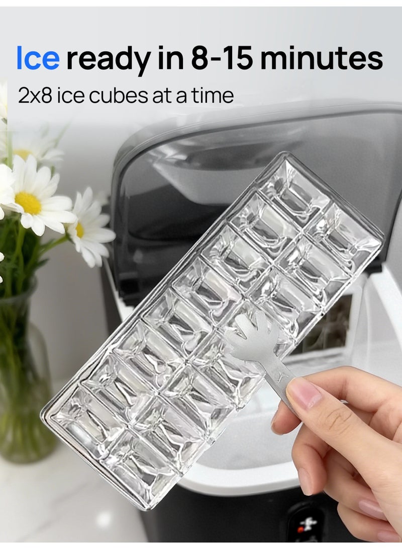 بريتيل ماكينة صنع الثلج المحمولة على سطح الطاولة صنع ثلج سريع لمدة 8 دقائق تنظيف ذاتي مكعبات ثلج قابلة للتعديل 16 مكعب ثلج في المرة الواحدة للمنزل والحفلات والتخييم، لون أسود - Image 5