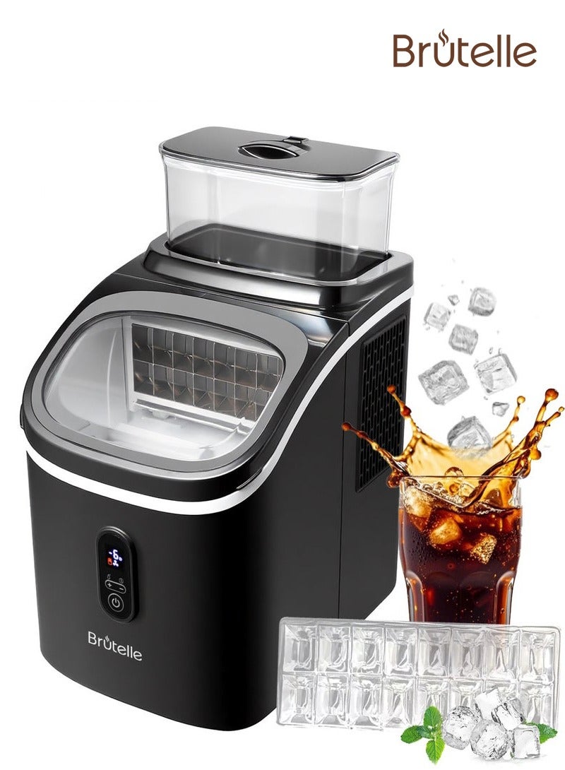 بريتيل ماكينة صنع الثلج المحمولة على سطح الطاولة صنع ثلج سريع لمدة 8 دقائق تنظيف ذاتي مكعبات ثلج قابلة للتعديل 16 مكعب ثلج في المرة الواحدة للمنزل والحفلات والتخييم، لون أسود - Image 1