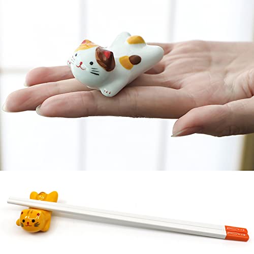 AP ARTSPER 5 Pack Cat Chopsticks Rest Set, Chinese Paint Brush Rests, Japanese Style Porcelain Cute Lucky Cat Ceramic Chopsticks Holder Rack for Dinner Fork Spoon Knife Tableware, Home Kitchen Gift - Image 4
