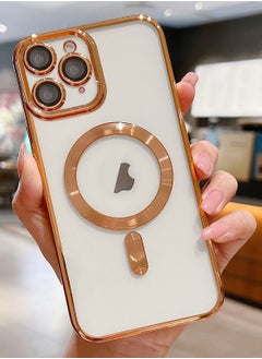 Generic Protective Case For iPhone 11 Pro Max 9D Electroplated Edge Metal Ring Clear PC + TPU Shockproof Case  - Image 1