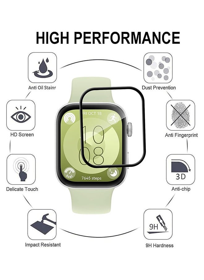 X-level - 3 Pcs Huawei Watch Fit 3 Screen Protector HD Clear Scratch-Resistant  Anti-Bubble Wear-Resistant, 3D Full Screen Coverage Case Curved Edge Screen Protector Black - Image 1