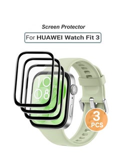 X-level 3 Pcs Huawei Watch Fit 3 Screen Protector HD Clear Scratch-Resistant  Anti-Bubble Wear-Resistant, 3D Full Screen Coverage Case Curved Edge Screen Protector Black  - Image 1