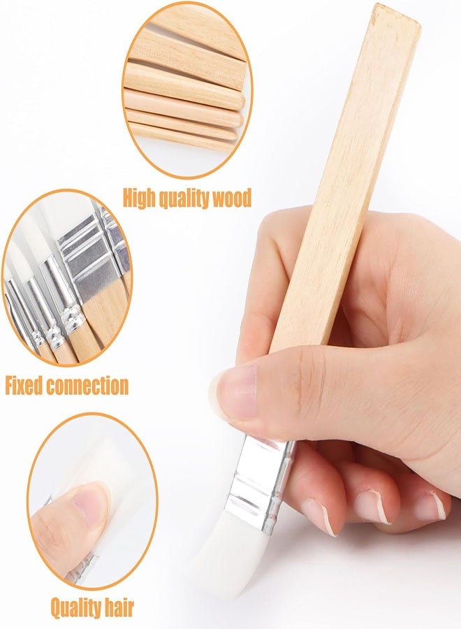 مجموعة فرشاة طلاء خشبية من 7 قطع ولوحة ألوان، 6 فرش بأحجام مختلفة مع لوحة خلط بلاستيكية للأكريليك والألوان المائية والرسم الزيتي والمشاريع الحرفية والإبداع الفني - Image 3