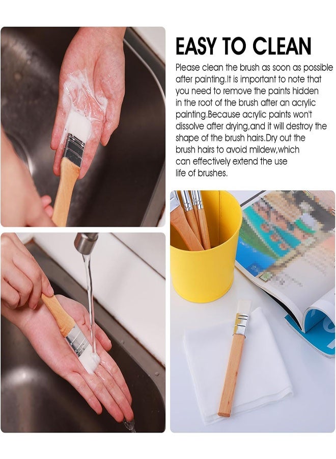 مجموعة فرشاة طلاء خشبية من 7 قطع ولوحة ألوان، 6 فرش بأحجام مختلفة مع لوحة خلط بلاستيكية للأكريليك والألوان المائية والرسم الزيتي والمشاريع الحرفية والإبداع الفني - Image 4