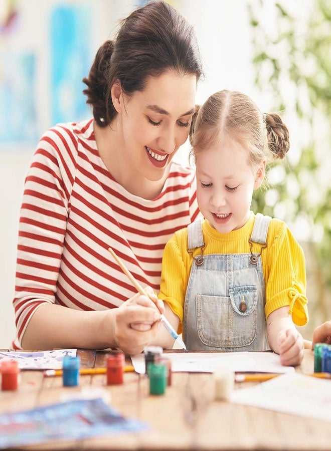 مجموعة فرشاة طلاء خشبية من 7 قطع ولوحة ألوان، 6 فرش بأحجام مختلفة مع لوحة خلط بلاستيكية للأكريليك والألوان المائية والرسم الزيتي والمشاريع الحرفية والإبداع الفني - Image 5