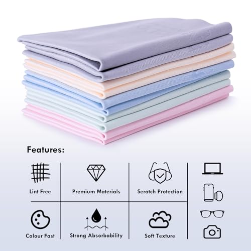 Nadadora Individually Wrapped Assorted Color Premium Microfiber Glasses Cleaning Cloths, 10 Pack, Thickened,Soft Dense for Eyeglasses,Sunglasses,Camera,Jewelry,Phone,Lense,LCD,Reusable Washable,6"X7" - Image 4