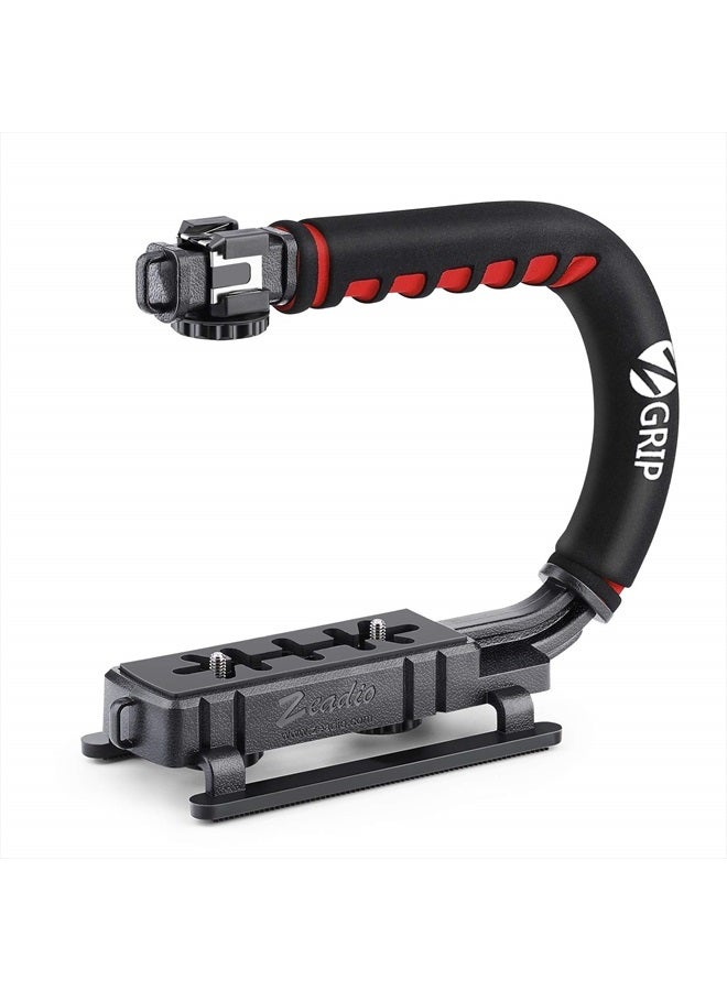 Zeadio Video Action Stabilizing Handle Grip Handheld Stabilizer with Hot-Shoe Mount for Canon Nikon Sony Panasonic Pentax Olympus DSLR Camera Camcorder - Image 1