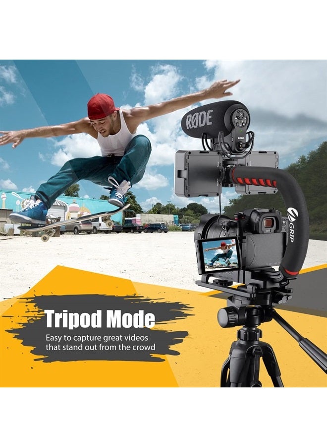 Zeadio Video Action Stabilizing Handle Grip Handheld Stabilizer with Hot-Shoe Mount for Canon Nikon Sony Panasonic Pentax Olympus DSLR Camera Camcorder - Image 3