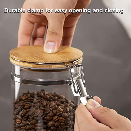 Yangbaga Ground Coffee Storage Container with Shelf, 2×45OZ Glass Coffee and Sugar Container Set, Coffee Canisters with Airtight Lids and Scoop, Food Storage Jars for Kitchen,Nuts,Tea,Sugar - Image 5
