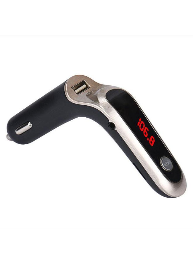 Bluetooth Wireless FM Transmitter Modulator Car Charger Gold/Black - Image 1