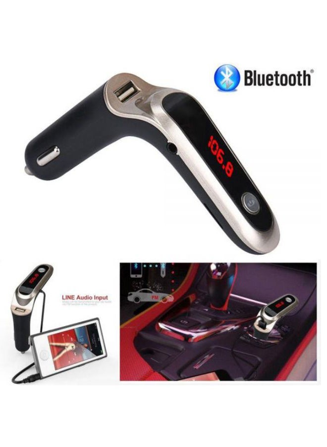 Bluetooth Wireless FM Transmitter Modulator Car Charger Gold/Black - Image 2