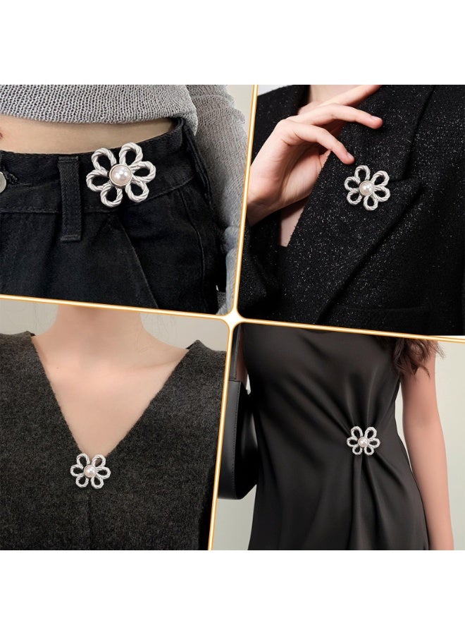 OSHIMA 8PCS Waist Clips for Pants, Waist Adjuster for Pants, Flower Pant Waist Tightener Buttons Pins, Adjustable Waist Buckle Extender Set Detachable Pants Clips, No Sew No Tool for Clothing Dresses Skirts - Image 5
