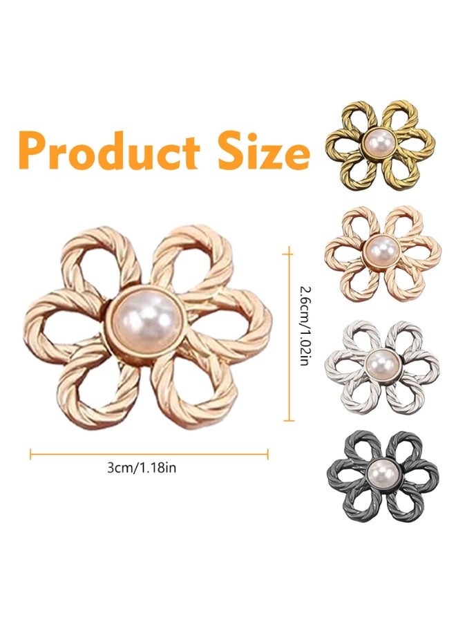 OSHIMA 8PCS Waist Clips for Pants, Waist Adjuster for Pants, Flower Pant Waist Tightener Buttons Pins, Adjustable Waist Buckle Extender Set Detachable Pants Clips, No Sew No Tool for Clothing Dresses Skirts - Image 2