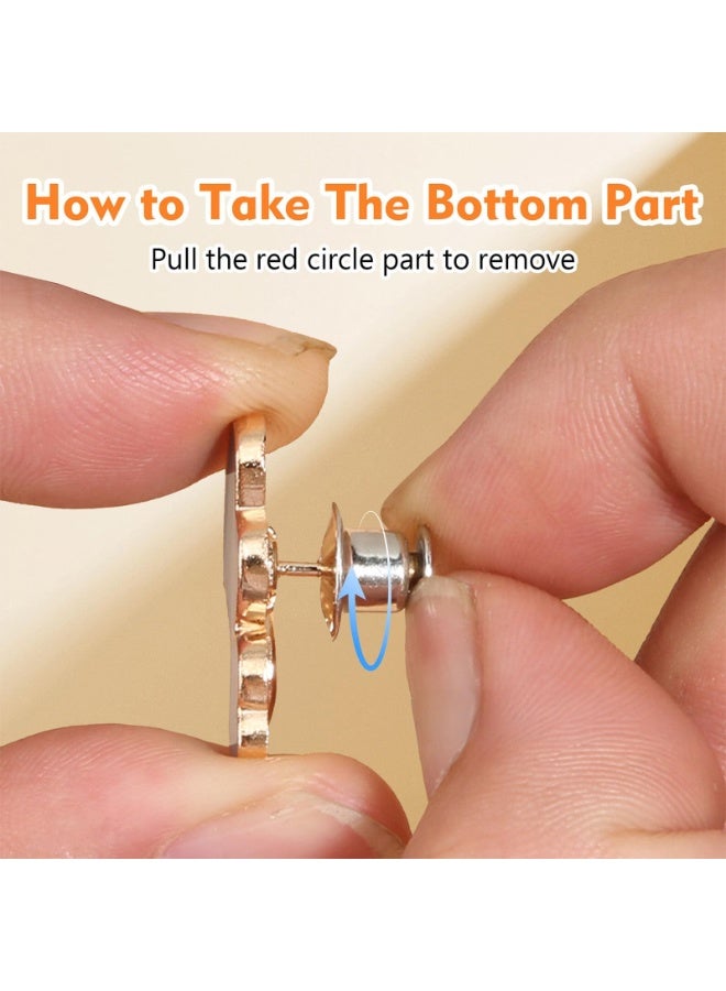 OSHIMA 8PCS Waist Clips for Pants, Waist Adjuster for Pants, Flower Pant Waist Tightener Buttons Pins, Adjustable Waist Buckle Extender Set Detachable Pants Clips, No Sew No Tool for Clothing Dresses Skirts - Image 3