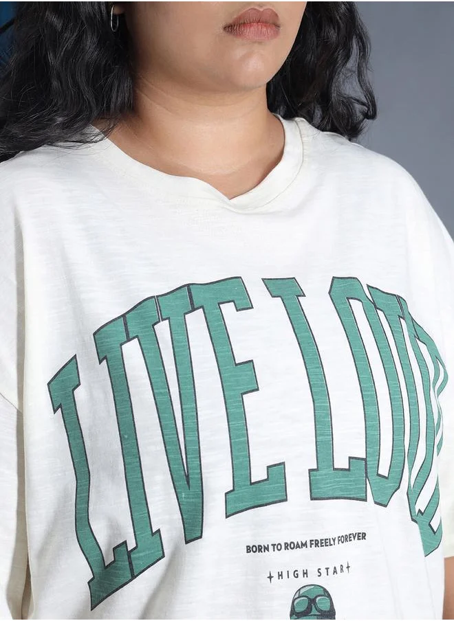 هاي ستار Plus Size Typography Print Oversized T-Shirt by Styli