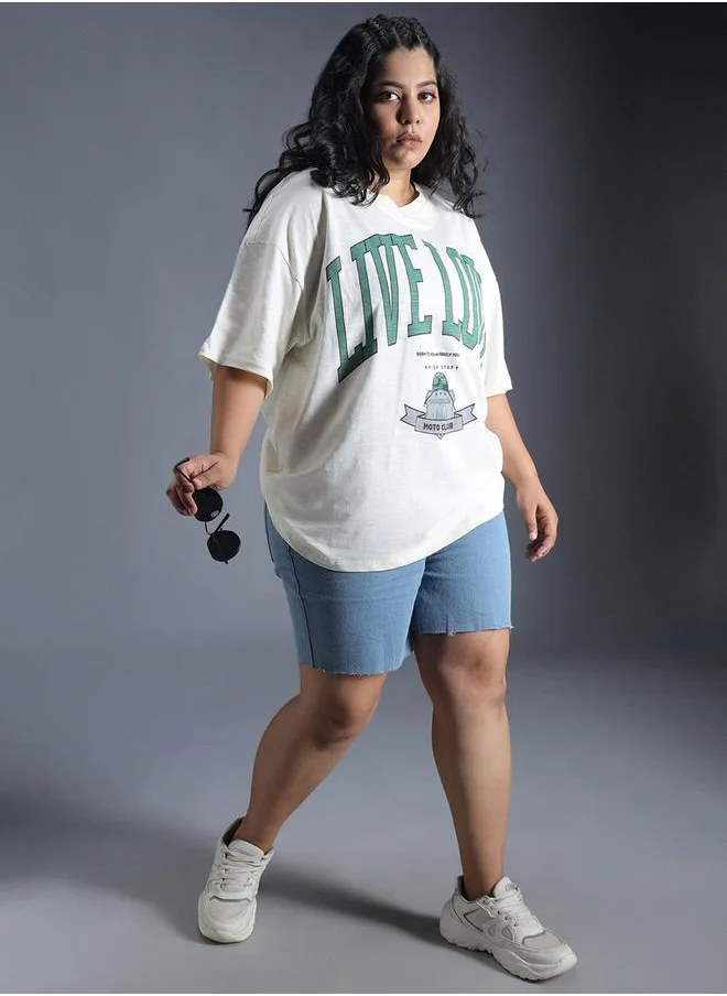 هاي ستار Plus Size Typography Print Oversized T-Shirt by Styli